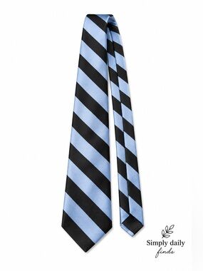 Haggar Light Blue and Black Diagonal Striped Silk Tie